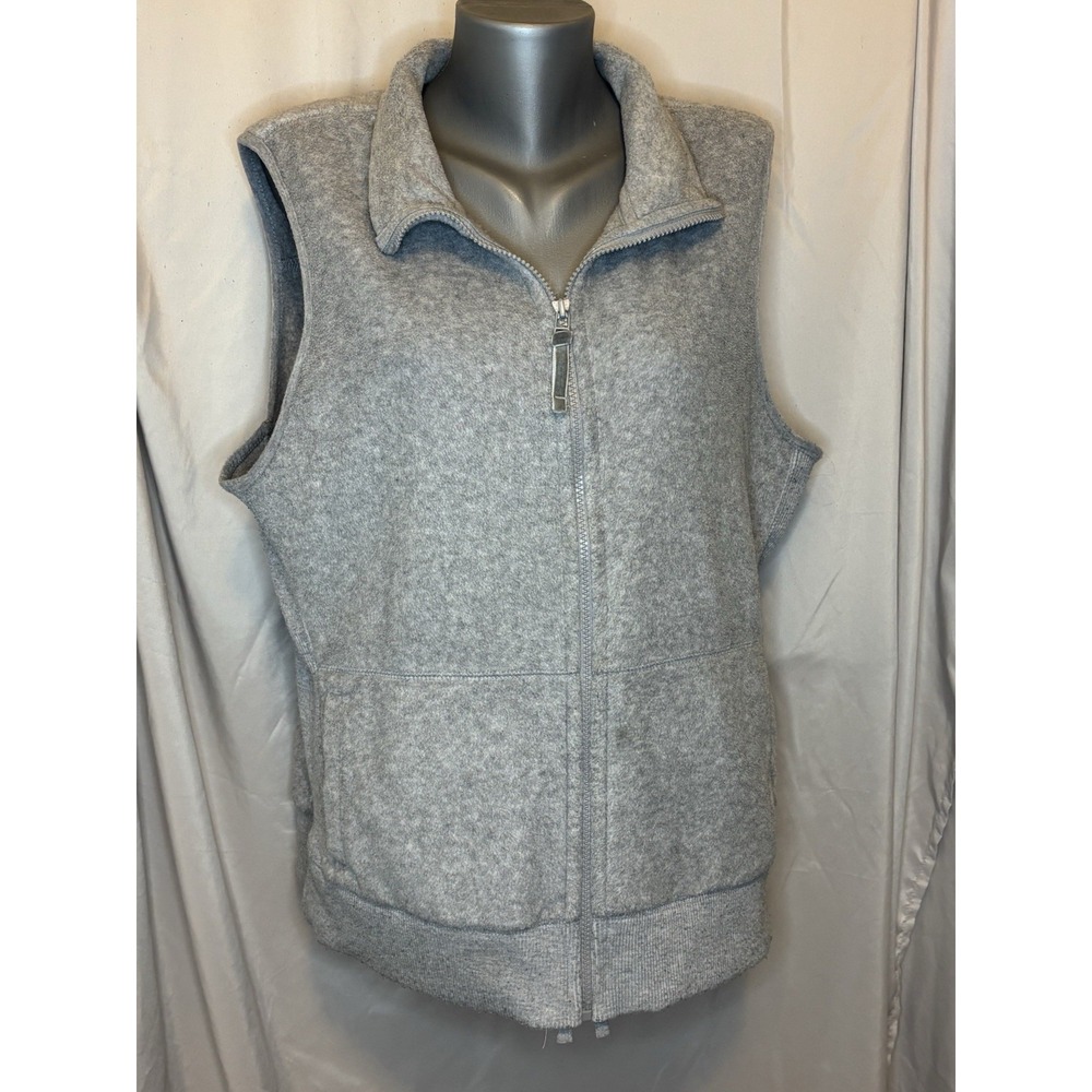 Old Navy Gray Fleece Full Zip Up Vest Women's XXL Lightweight Pockets